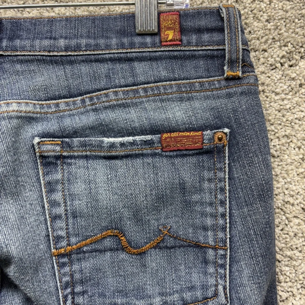 7 for All Mankind Womens Jeans Size 30‎ (32x32) Distressed Dark Wash Flare USA